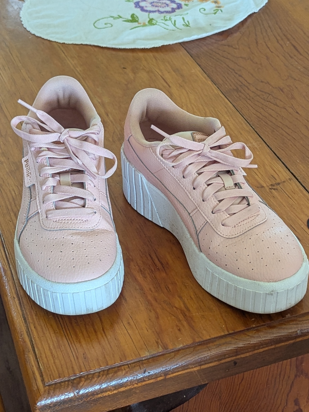 Puma Women's Pink Platform Sneakers with White Sole